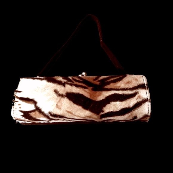 Vintage Mini Tiger Print Faux Fur Handbag, Clutch, Evening Bag, Mini Bag - Picture 4 of 10